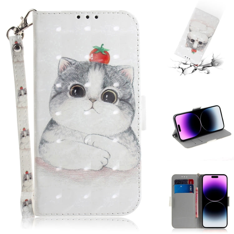 3D Colored Horizontal Flip Leather Phone Case, For iPhone 14 Pro, For iPhone 14 Pro Max
