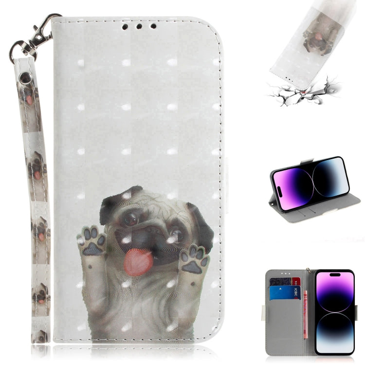 3D Colored Horizontal Flip Leather Phone Case, For iPhone 14 Pro, For iPhone 14 Pro Max