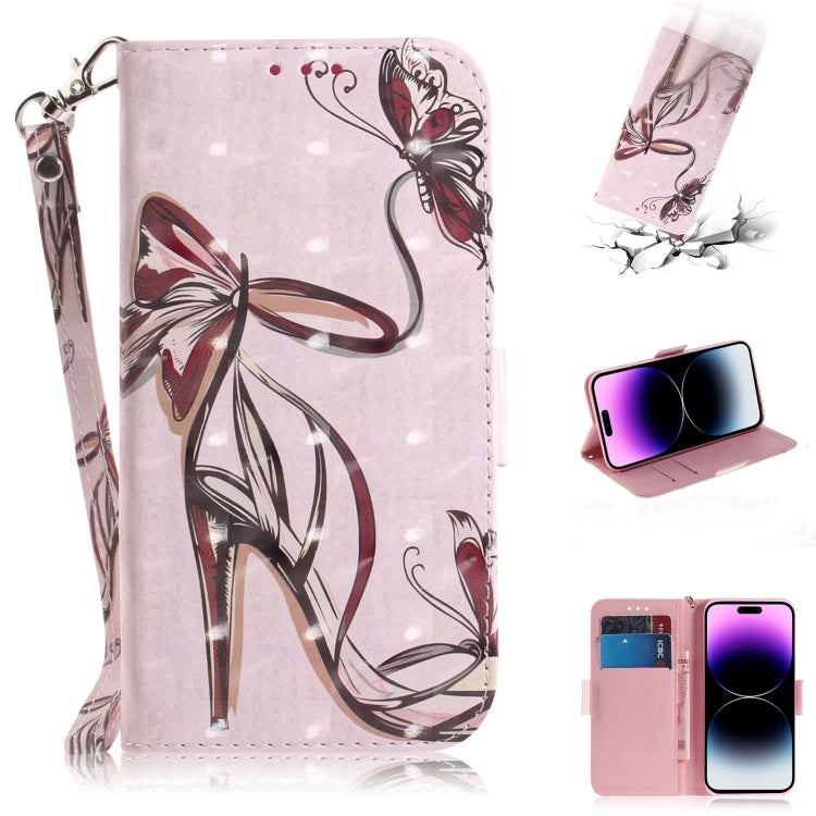 3D Colored Horizontal Flip Leather Phone Case, For iPhone 14 Pro, For iPhone 14 Pro Max