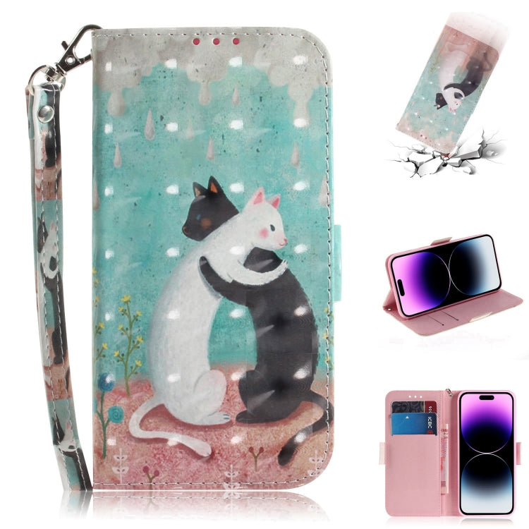 3D Colored Horizontal Flip Leather Phone Case, For iPhone 14 Pro, For iPhone 14 Pro Max
