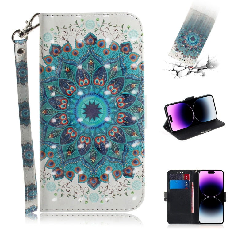 3D Colored Horizontal Flip Leather Phone Case, For iPhone 14 Pro, For iPhone 14 Pro Max
