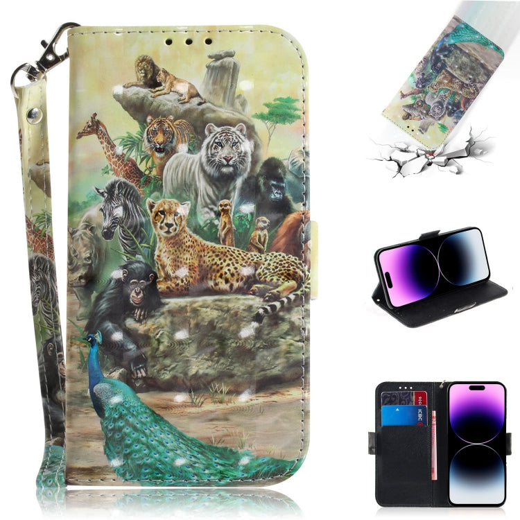 3D Colored Horizontal Flip Leather Phone Case, For iPhone 14 Pro, For iPhone 14 Pro Max