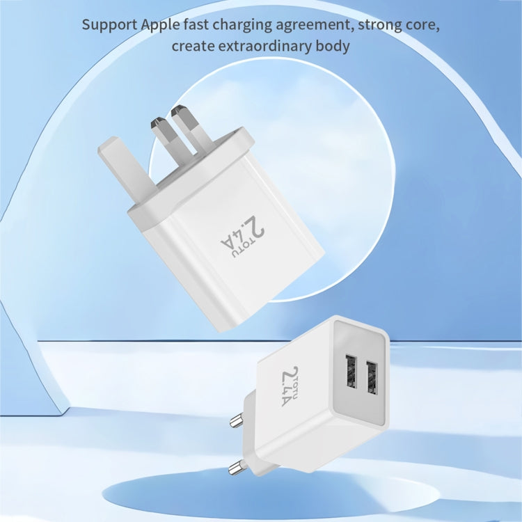 TOTU Joe Series Dual USB Ports Travel Charger, EU Plug, UK Plug