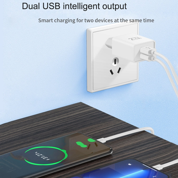 TOTU Joe Series Dual USB Ports Travel Charger, EU Plug, UK Plug