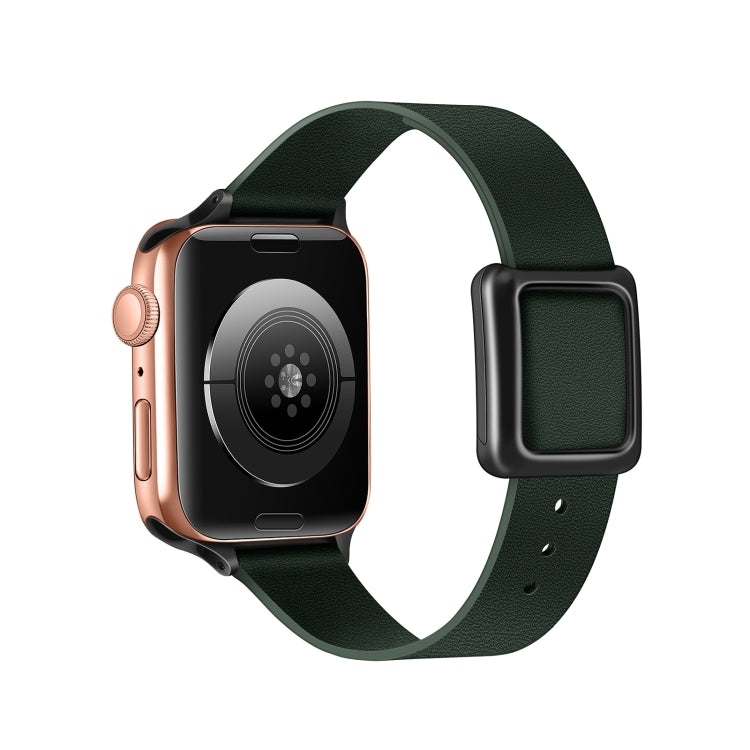 Magnetic Black Square Buckle Watch Band For Apple Watch Series, 7 45mm / 6&SE&5&4 44mm / 3&2&1 42mm, 7 41mm / 6&SE&5&4 40mm / 3&2&1 38mm