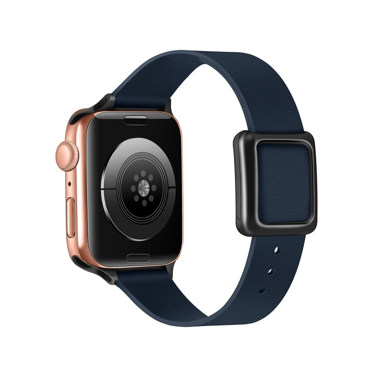 Magnetic Black Square Buckle Watch Band For Apple Watch Series, 7 45mm / 6&SE&5&4 44mm / 3&2&1 42mm, 7 41mm / 6&SE&5&4 40mm / 3&2&1 38mm