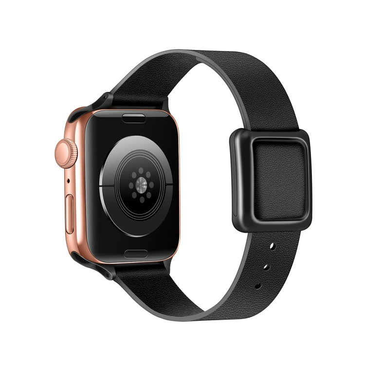 Magnetic Black Square Buckle Watch Band For Apple Watch Series, 7 45mm / 6&SE&5&4 44mm / 3&2&1 42mm, 7 41mm / 6&SE&5&4 40mm / 3&2&1 38mm
