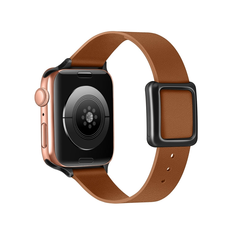 Magnetic Black Square Buckle Watch Band For Apple Watch Series, 7 45mm / 6&SE&5&4 44mm / 3&2&1 42mm, 7 41mm / 6&SE&5&4 40mm / 3&2&1 38mm