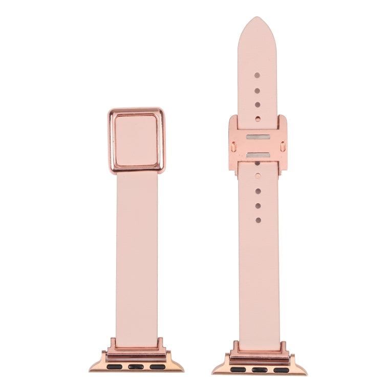 Magnetic Rose Gold Square Buckle Watch Band For Apple Watch Series, 7 45mm / 6&SE&5&4 44mm / 3&2&1 42mm, 7 41mm / 6&SE&5&4 40mm / 3&2&1 38mm
