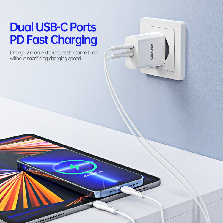 DUZZONA T4 PD 35W Dual Type-C Ports Travel Charger, T4 EU Plug