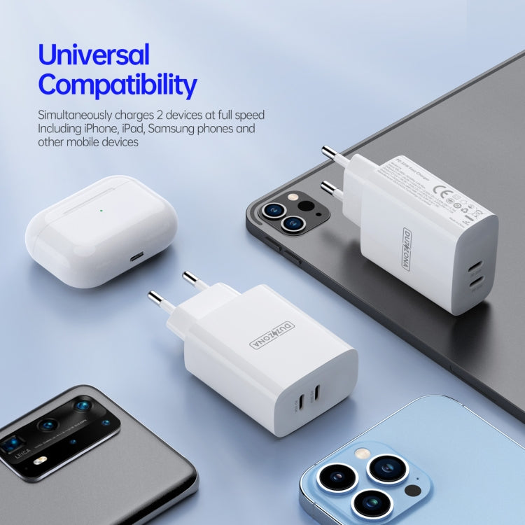 DUZZONA T4 PD 35W Dual Type-C Ports Travel Charger, T4 EU Plug