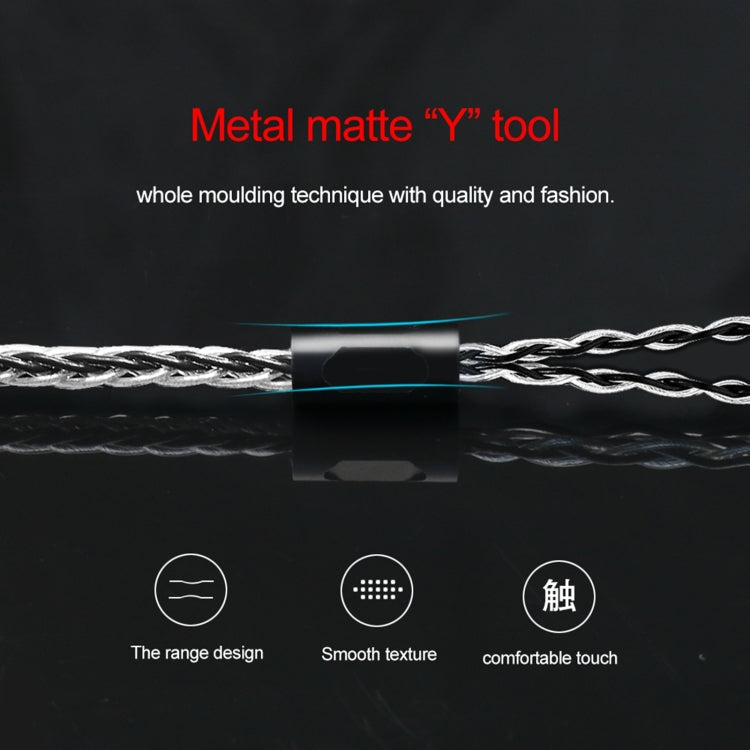 CVJ-CVM 8 Core TC Silver Plated 3.5mm 0.75mm MMCX HIFI Earphone Update Cable, With Mic