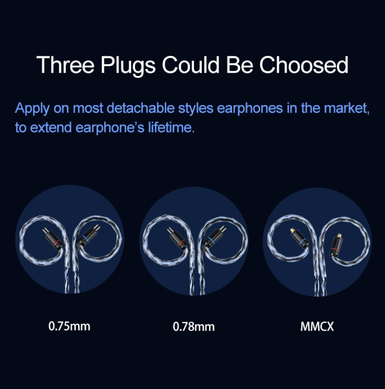 CVJ V3 1.2m 16 Cores Silver-plated 3.5mm Earphone Cable, 0.75mm, 0.78mm, MMCX