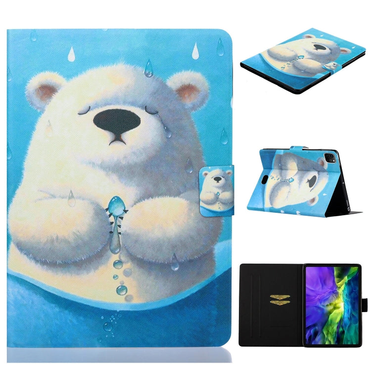 Painted Left and Right Flat Leather Case with Sleep Function & Card Slot & Buckle Anti-skid Strip and Bracket, For iPad Pro 11 inch 2020