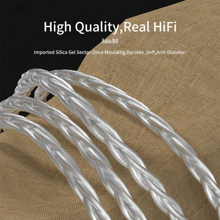 CVJ V7 1.25m 4-Cores Silver-plated 3.5mm Elbow Earphone Cable, 0.75mm No Mic, 0.78mm No Mic, 2 Pin No Mic, 2 Pin with Mic