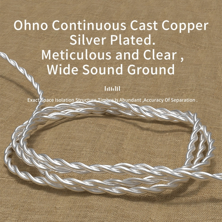 CVJ V7 1.25m 4-Cores Silver-plated 3.5mm Elbow Earphone Cable, 0.75mm No Mic, 0.78mm No Mic, 2 Pin No Mic, 2 Pin with Mic