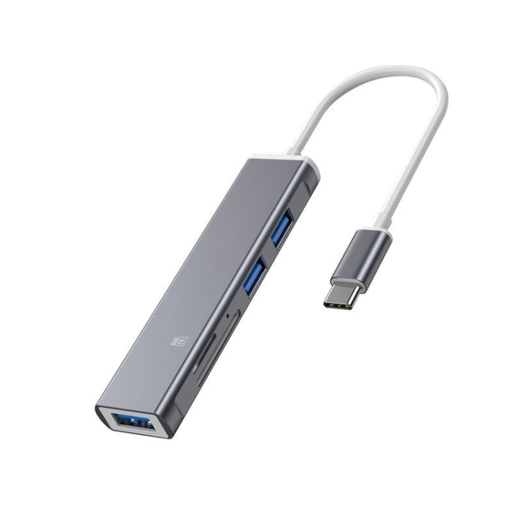 Docking Station TF/SD Card Reader For iPhone, Type-C Port, USB Port, 5 in 1 8 (Grey)