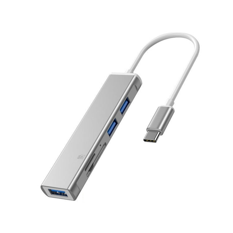 Docking Station TF/SD Card Reader For iPhone, Type-C Port, USB Port, 5 in 1 8 (Grey)
