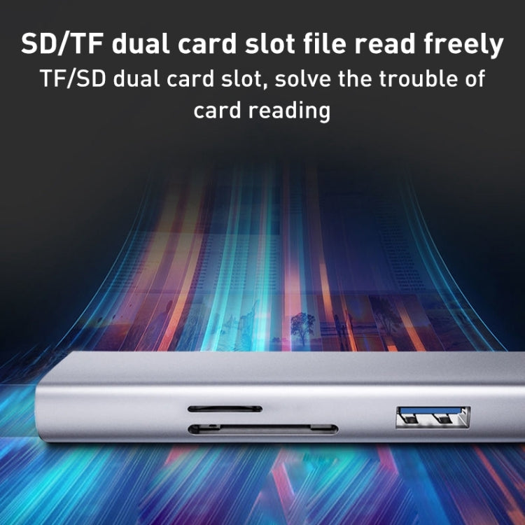 Docking Station TF/SD Card Reader For iPhone, Type-C Port, USB Port, 5 in 1 8 (Grey)
