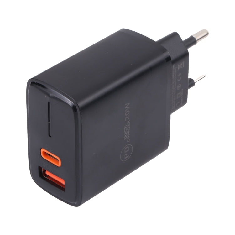LZ-1130 PD 20W Type-C+QC 3.0 USB Fast Charger, 20W EU Plug, 20W US Plug