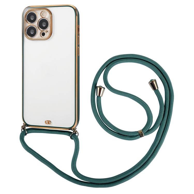 Electroplated Two-color TPU Phone Case with Lanyard, For iPhone 14, For iPhone 14 Plus, For iPhone 14 Pro, For iPhone 14 Pro Max