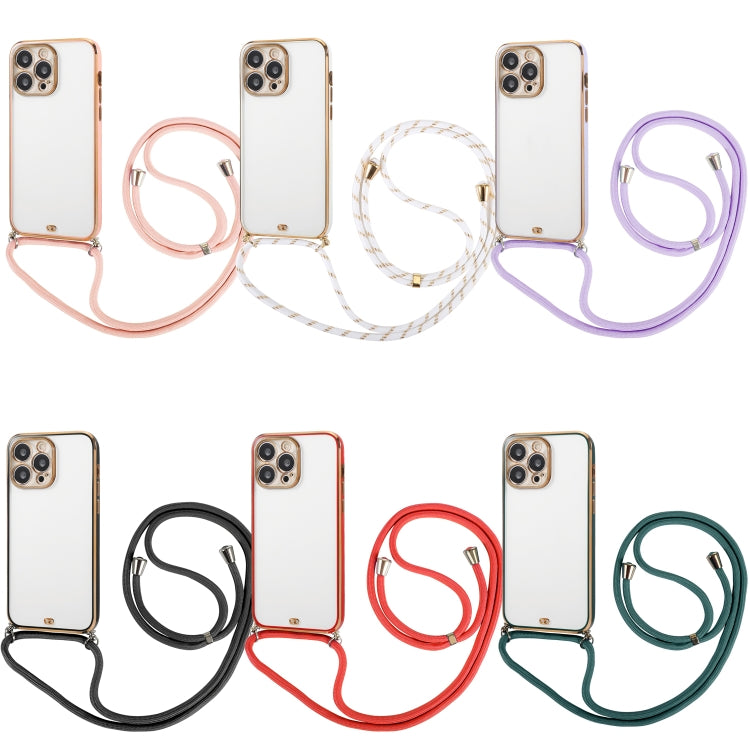 Electroplated Two-color TPU Phone Case with Lanyard, For iPhone 14, For iPhone 14 Plus, For iPhone 14 Pro, For iPhone 14 Pro Max