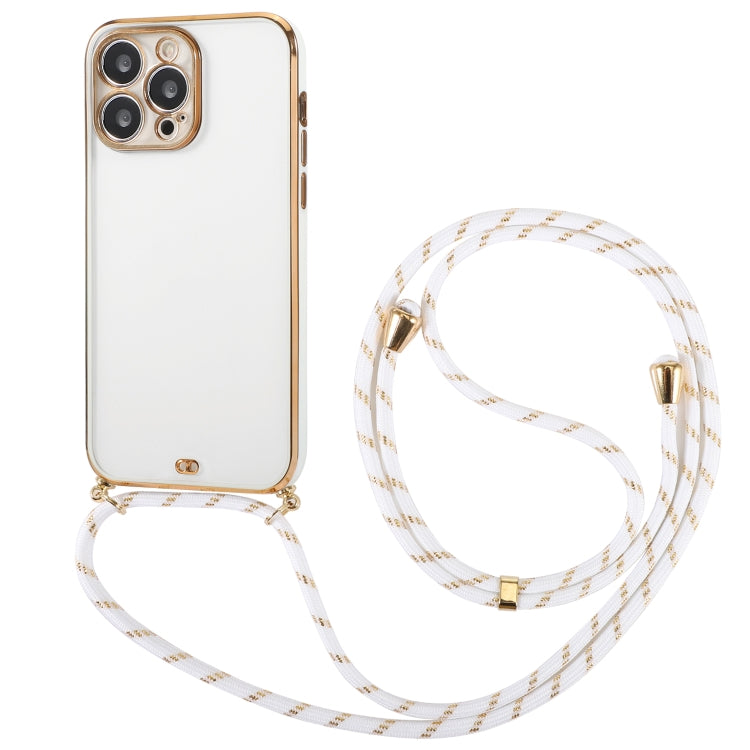 Electroplated Two-color TPU Phone Case with Lanyard, For iPhone 14, For iPhone 14 Plus, For iPhone 14 Pro, For iPhone 14 Pro Max