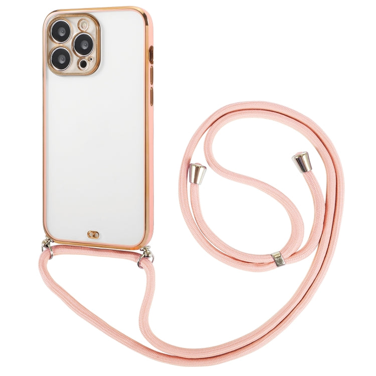 Electroplated Two-color TPU Phone Case with Lanyard, For iPhone 14, For iPhone 14 Plus, For iPhone 14 Pro, For iPhone 14 Pro Max