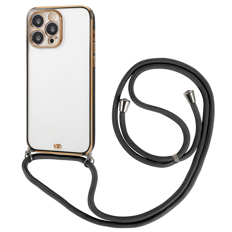 Electroplated Two-color TPU Phone Case with Lanyard, For iPhone 14, For iPhone 14 Plus, For iPhone 14 Pro, For iPhone 14 Pro Max