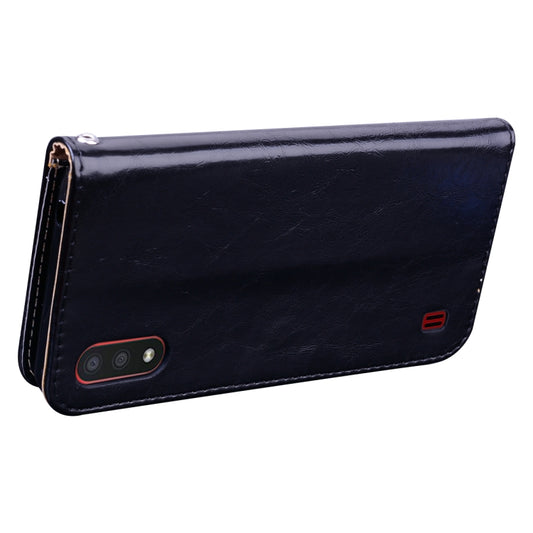 Samsung Galaxy A01 protective flip case with business-style wax finish and kickstand holder