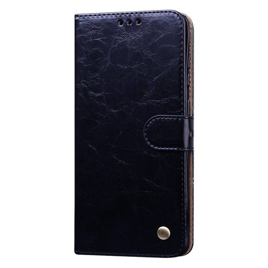 Horizontal flip design showing textured wax leather exterior and interior card storage