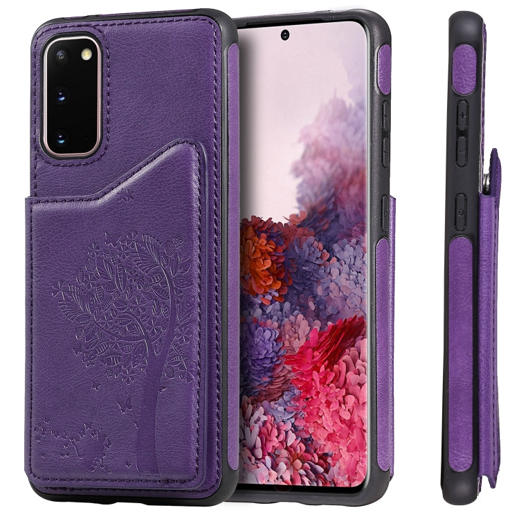 Cat Tree Embossing Pattern Shockproof Protective Case with Card Slots & Photo Frame, For Galaxy S20, For Galaxy S20 Plus, For Galaxy S20 Ultra