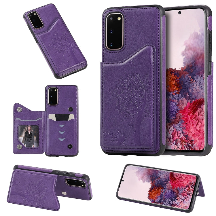 Cat Tree Embossing Pattern Shockproof Protective Case with Card Slots & Photo Frame, For Galaxy S20, For Galaxy S20 Plus, For Galaxy S20 Ultra