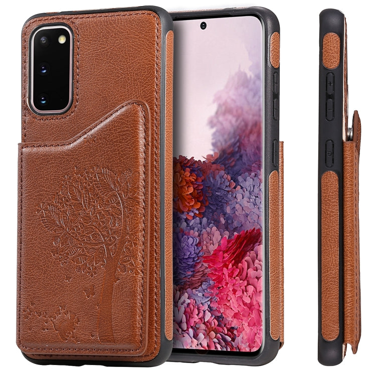 Cat Tree Embossing Pattern Shockproof Protective Case with Card Slots & Photo Frame, For Galaxy S20, For Galaxy S20 Plus, For Galaxy S20 Ultra