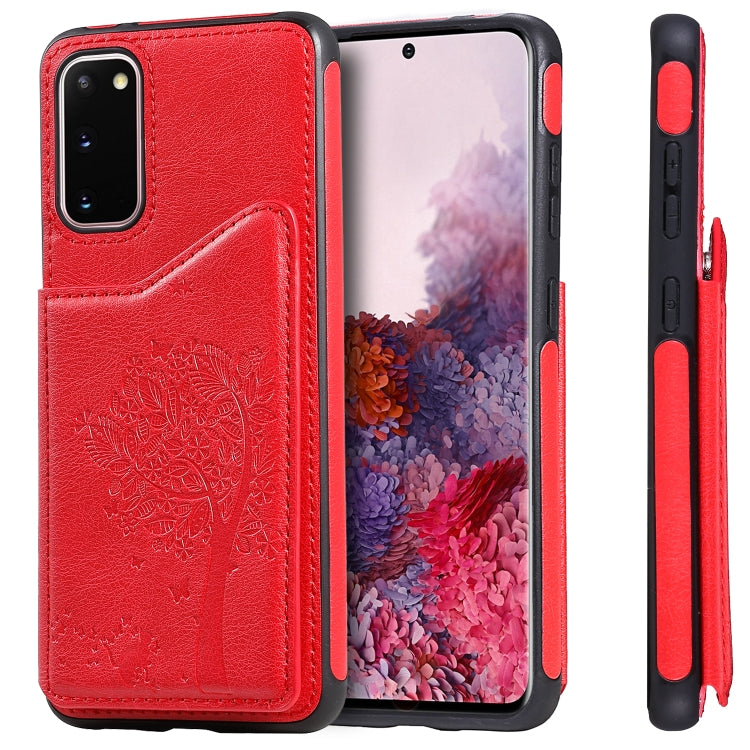 Cat Tree Embossing Pattern Shockproof Protective Case with Card Slots & Photo Frame, For Galaxy S20, For Galaxy S20 Plus, For Galaxy S20 Ultra