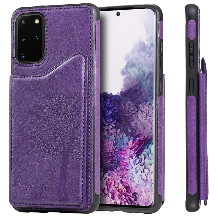 Cat Tree Embossing Pattern Shockproof Protective Case with Card Slots & Photo Frame, For Galaxy S20, For Galaxy S20 Plus, For Galaxy S20 Ultra