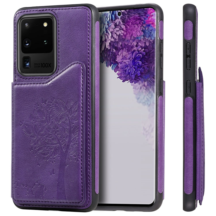 Cat Tree Embossing Pattern Shockproof Protective Case with Card Slots & Photo Frame, For Galaxy S20, For Galaxy S20 Plus, For Galaxy S20 Ultra