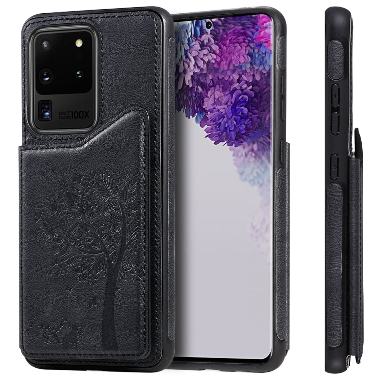 Cat Tree Embossing Pattern Shockproof Protective Case with Card Slots & Photo Frame, For Galaxy S20, For Galaxy S20 Plus, For Galaxy S20 Ultra