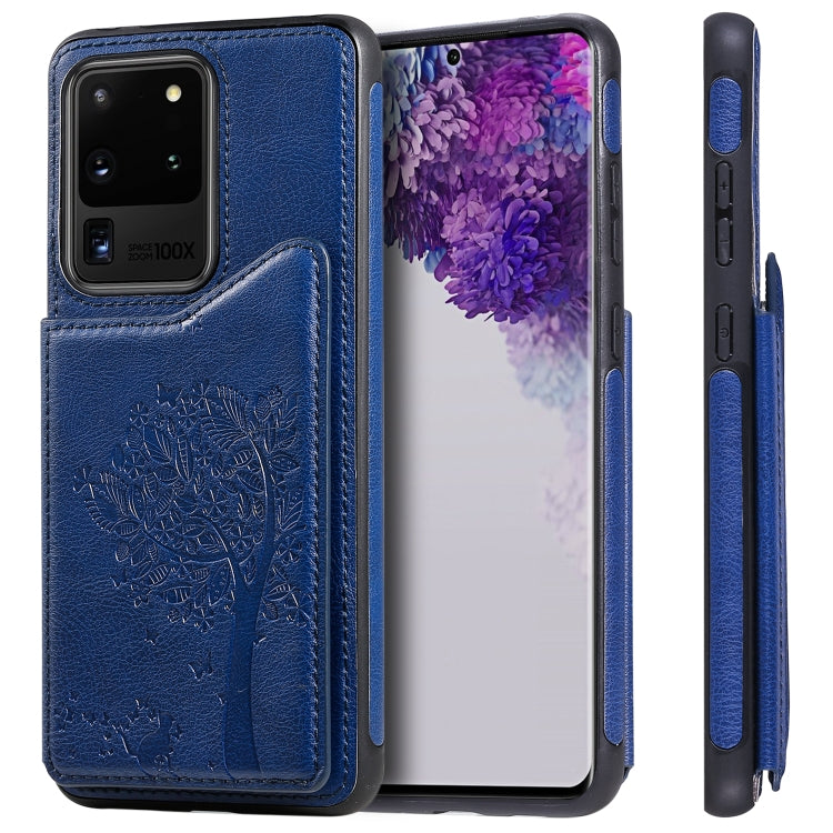Cat Tree Embossing Pattern Shockproof Protective Case with Card Slots & Photo Frame, For Galaxy S20, For Galaxy S20 Plus, For Galaxy S20 Ultra
