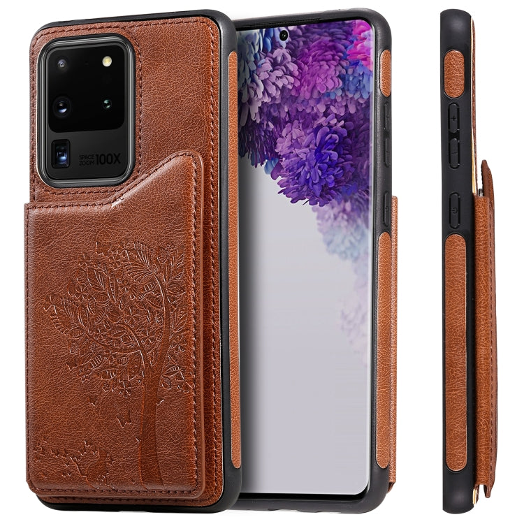 Cat Tree Embossing Pattern Shockproof Protective Case with Card Slots & Photo Frame, For Galaxy S20, For Galaxy S20 Plus, For Galaxy S20 Ultra