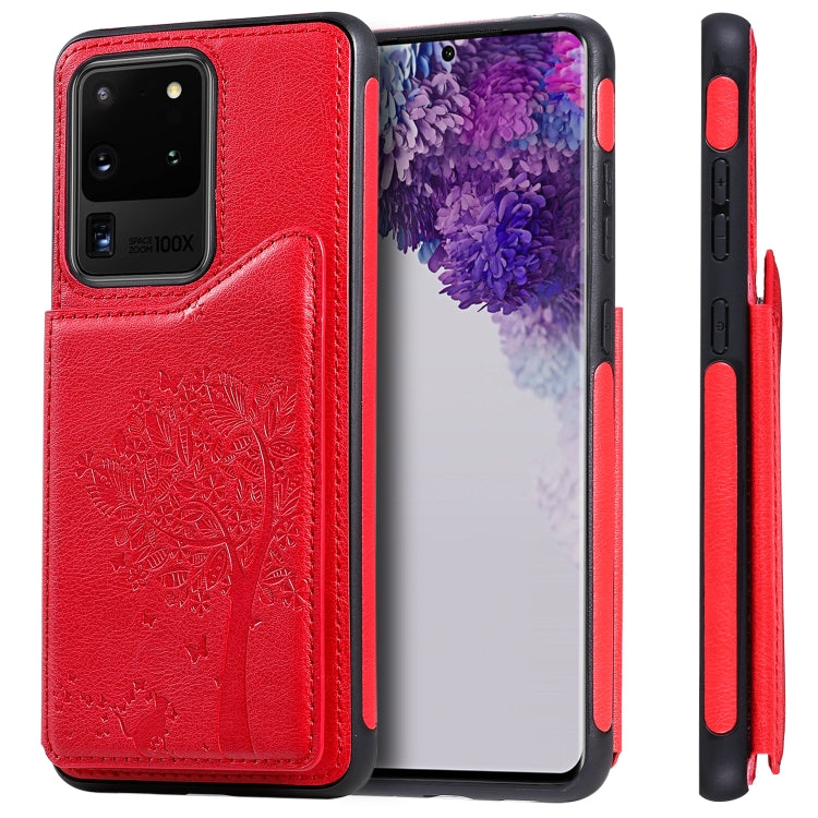 Cat Tree Embossing Pattern Shockproof Protective Case with Card Slots & Photo Frame, For Galaxy S20, For Galaxy S20 Plus, For Galaxy S20 Ultra