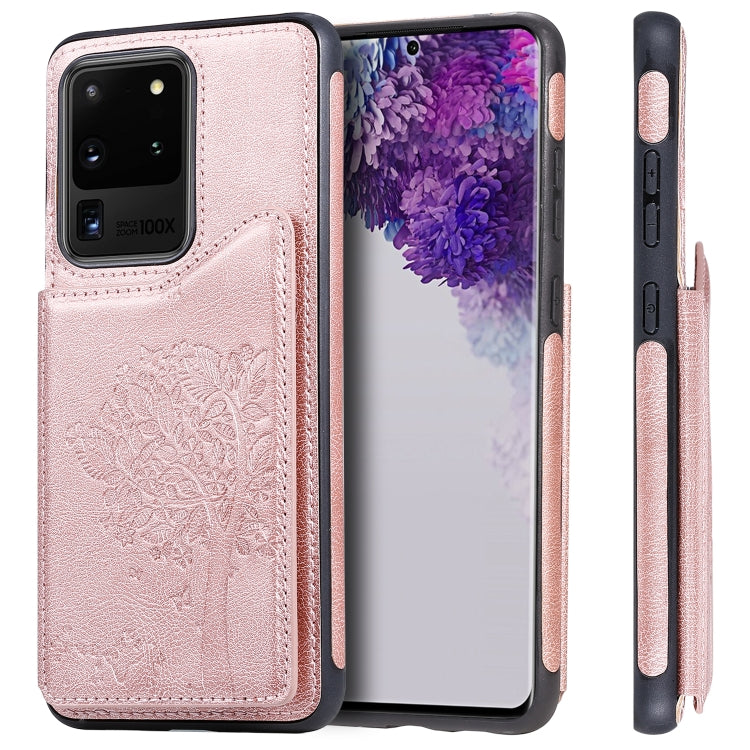 Cat Tree Embossing Pattern Shockproof Protective Case with Card Slots & Photo Frame, For Galaxy S20, For Galaxy S20 Plus, For Galaxy S20 Ultra