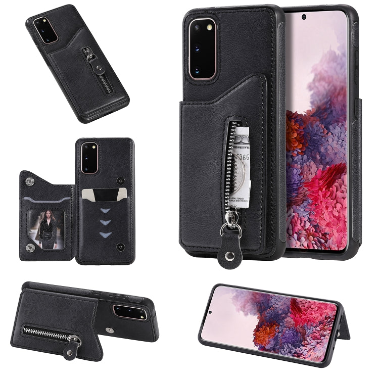 Solid Color Double Buckle Zipper Shockproof Protective Case, For Galaxy S20, For Galaxy S20 Plus, For Galaxy S20 Ultra