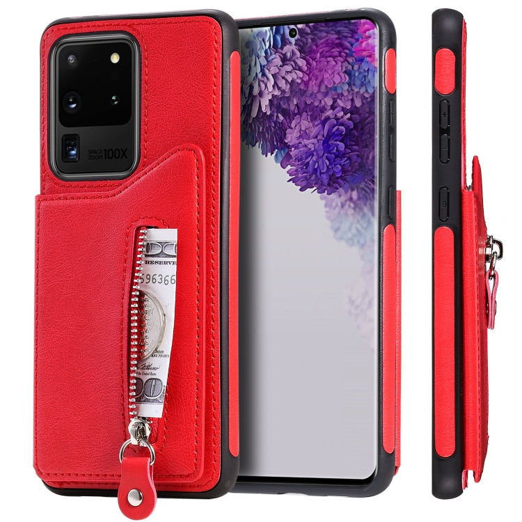 Solid Color Double Buckle Zipper Shockproof Protective Case, For Galaxy S20, For Galaxy S20 Plus, For Galaxy S20 Ultra