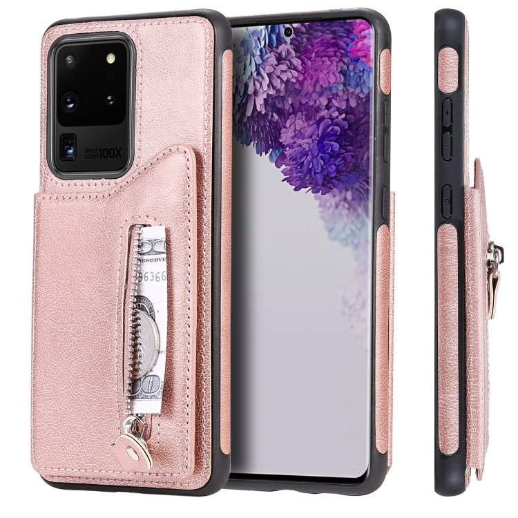 Solid Color Double Buckle Zipper Shockproof Protective Case, For Galaxy S20, For Galaxy S20 Plus, For Galaxy S20 Ultra