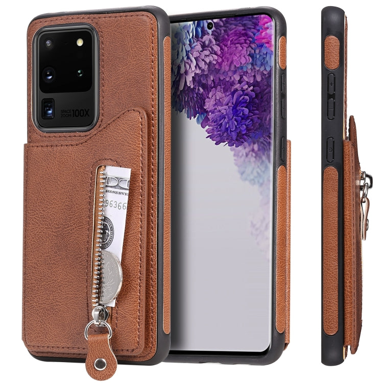 Solid Color Double Buckle Zipper Shockproof Protective Case, For Galaxy S20, For Galaxy S20 Plus, For Galaxy S20 Ultra