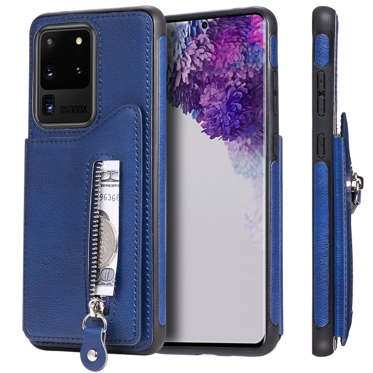 Solid Color Double Buckle Zipper Shockproof Protective Case, For Galaxy S20, For Galaxy S20 Plus, For Galaxy S20 Ultra