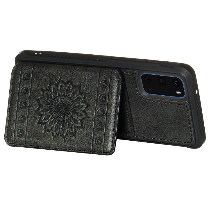 Sun Flower Pattern Embossed Horizontal Drop-proof Mobile Phone Case with Card Slots & Wallet & Photo Holder & Stand Function, For Galaxy S20, For Galaxy S20+, For Galaxy S20 Ultra