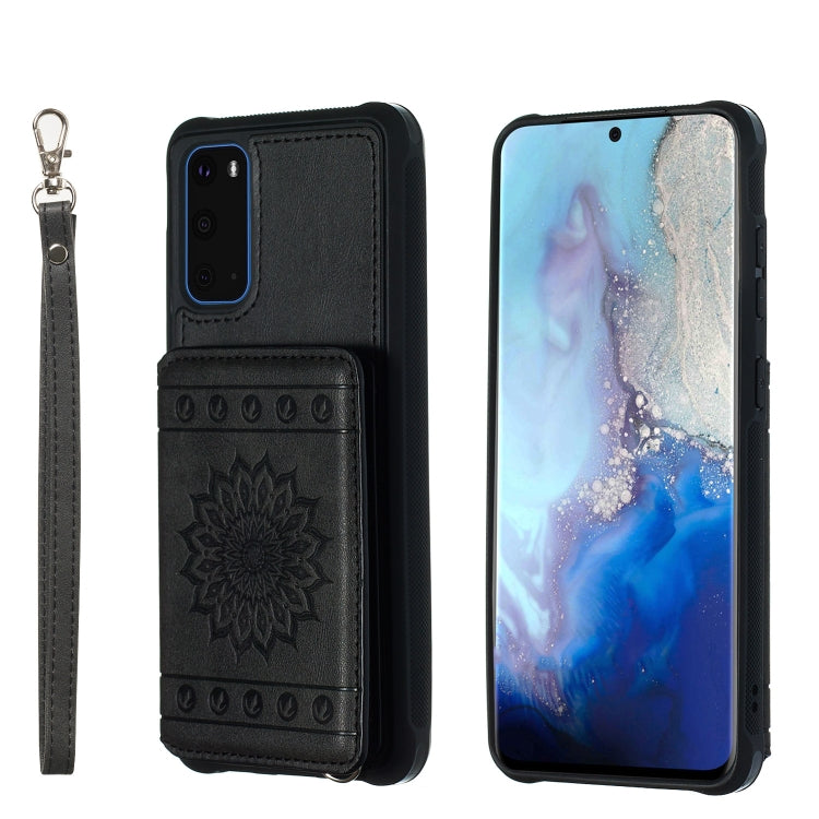 Sun Flower Pattern Embossed Horizontal Drop-proof Mobile Phone Case with Card Slots & Wallet & Photo Holder & Stand Function, For Galaxy S20, For Galaxy S20+, For Galaxy S20 Ultra