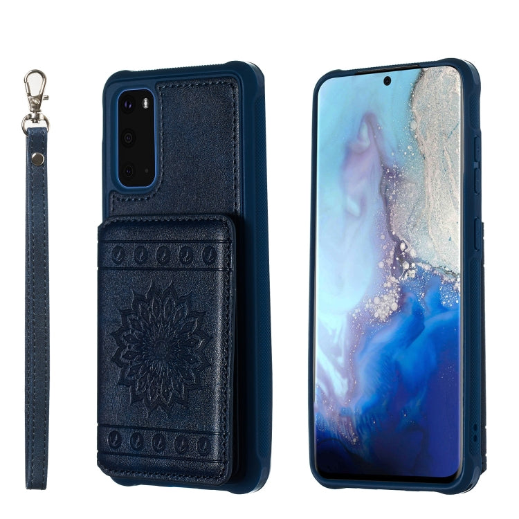 Sun Flower Pattern Embossed Horizontal Drop-proof Mobile Phone Case with Card Slots & Wallet & Photo Holder & Stand Function, For Galaxy S20, For Galaxy S20+, For Galaxy S20 Ultra